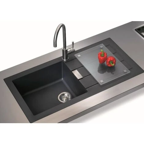 Evier à Encastrer FRANKE Sirius 2.0 S2D 611-100 - 1 Bac - Avec égouttoir - Tectonite - Noir 3 Evier à Encastrer FRANKE Sirius 2.0 S2D 611-100 - 1 Bac - Avec égouttoir - Tectonite - Noir – Image 3