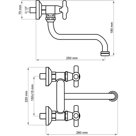 Mélangeur D’évier RETRO Sur Paroi 2 Mélangeur D’évier RETRO Sur Paroi – Image 2