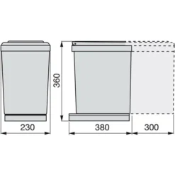 Emuca - Poubelle De Recyclage 16 L, Fixation Inférieure, Extraction Manuelle, Couvercle Automatique, Plastique, Gris -Promos Gout Cuisine Boutique 30440265 3