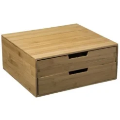 Porte Capsules 2 Tiroirs Bambou