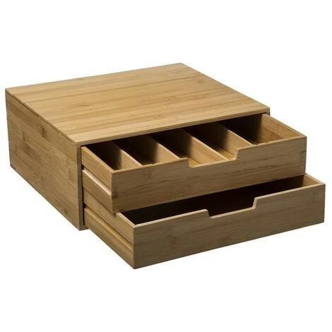 Porte Capsules 2 Tiroirs Bambou 2 Porte Capsules 2 Tiroirs Bambou – Image 2