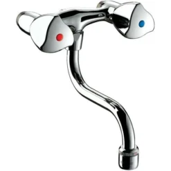 Mélangeur D'évier Delabie MM1/2 Entraxe 110 Mm L.120 Laiton Chromé Tête à Clapet Long-Life Bec Orientable Garantie 10 Ans