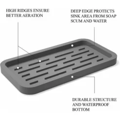 Porte-Éponges En Silicone - Plateau D'Organisateur D'Évier De Cuisine Pour Éponge, Distributeur De Savon, Épurateur Et Autres Accessoires De Vaisselle -Promos Gout Cuisine Boutique 30673207 3
