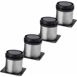 LITZEE 4x Pieds De Meubles, Réglables Pied Pieds De Meubles - Chrome Métal - Hauteur Réglable (Total: 50mm)