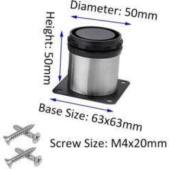 LITZEE 4x Pieds De Meubles, Réglables Pied Pieds De Meubles - Chrome Métal - Hauteur Réglable (Total: 50mm) -Promos Gout Cuisine Boutique 31774818 3