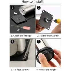 LITZEE 4x Pieds De Meubles, Réglables Pied Pieds De Meubles - Chrome Métal - Hauteur Réglable (Total: 50mm) -Promos Gout Cuisine Boutique 31774818 4