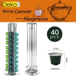 IDeko® Porte Capsules Distributeur Supports Dosettes Rotatif Pour Capsules Nespresso 40