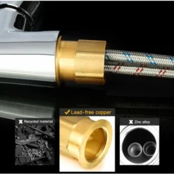 XICHAO - Robinet De Cuisine, Flexible Bec Pivotant à 360° Et Tuyau En Silicone Noir Mitigeur Cuisine, Avec Douchette Extractible Et Pulvérisateur Double Fonction, Froid & Chaud Disponible, Laiton Chro 7 XICHAO - Robinet De Cuisine, Flexible Bec Pivotant à 360° Et Tuyau En Silicone Noir Mitigeur Cuisine, Avec Douchette Extractible Et Pulvérisateur Double Fonction, Froid & Chaud Disponible, Laiton Chro -Promos Gout Cuisine Boutique 32703025 3