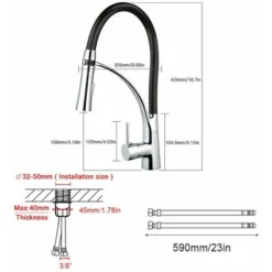 XICHAO - Robinet De Cuisine, Flexible Bec Pivotant à 360° Et Tuyau En Silicone Noir Mitigeur Cuisine, Avec Douchette Extractible Et Pulvérisateur Double Fonction, Froid & Chaud Disponible, Laiton Chro 8 XICHAO - Robinet De Cuisine, Flexible Bec Pivotant à 360° Et Tuyau En Silicone Noir Mitigeur Cuisine, Avec Douchette Extractible Et Pulvérisateur Double Fonction, Froid & Chaud Disponible, Laiton Chro -Promos Gout Cuisine Boutique 32703025 4