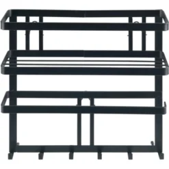 WENKO Etagère Cuisine Multifonction Gala, Etagère Métal Noir Avec Distributeur Sopalin Mural Et Crochets Suspension Ustensiles De Cuisine, Métal, 30x33x9 Cm, Noir