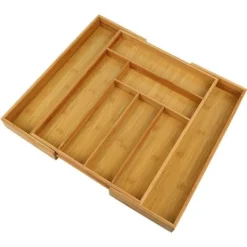 Range-Couverts Organiseur De Tiroir De Cuisine En Bambou 43-50*45*5cm Extensible