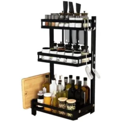 Étagère à Épices 3 Niveaux Pour Armoire De Cuisine - Organisateur De Cuisine - 37.7*23.4*61cm - Noir -Promos Gout Cuisine Boutique 33017558 4