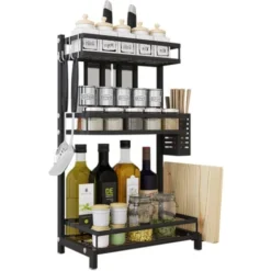 Étagère à Épices 3 Niveaux Pour Armoire De Cuisine - Organisateur De Cuisine - 37.7*23.4*61cm - Noir -Promos Gout Cuisine Boutique 33017558 5