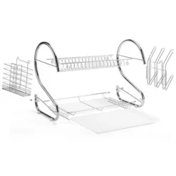 Égouttoir à Vaisselle 2 étages Porte-couverts Bac De Récupération Crochets Pour Tasses Et Assiettes En Métal 7 Égouttoir à Vaisselle 2 étages Porte-couverts Bac De Récupération Crochets Pour Tasses Et Assiettes En Métal -Promos Gout Cuisine Boutique 33025101 3
