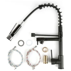 Robinet 2 Mitigeurs Cuisine Avec 1 Douchette En Laiton Chromé Noir -Promos Gout Cuisine Boutique 33221221 3