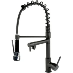 Robinet 2 Mitigeurs Cuisine Avec 1 Douchette En Laiton Chromé Noir -Promos Gout Cuisine Boutique 33221221 5