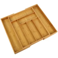 Range Couverts - Range Tiroir Bambou Extensible - 6-8 Compartiments - 43-50*45*5cm
