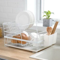 Egouttoir Vaisselle Double Niveau Couverts Cuisine Rangement Blanc 8 Egouttoir Vaisselle Double Niveau Couverts Cuisine Rangement Blanc -Promos Gout Cuisine Boutique 33223006 4