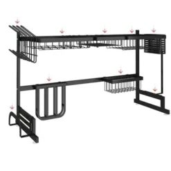 Égouttoir à Vaisselle En Acier Inoxydable Avec Crochets Pour Cuisine Evier Étagère Rangement , Noir -Promos Gout Cuisine Boutique 33223435 5