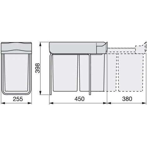 Poubelle Cuisine Extraction Manuelle Avec 2 Conteneurs 14 L - Talla 2 Poubelle Cuisine Extraction Manuelle Avec 2 Conteneurs 14 L - Talla – Image 2