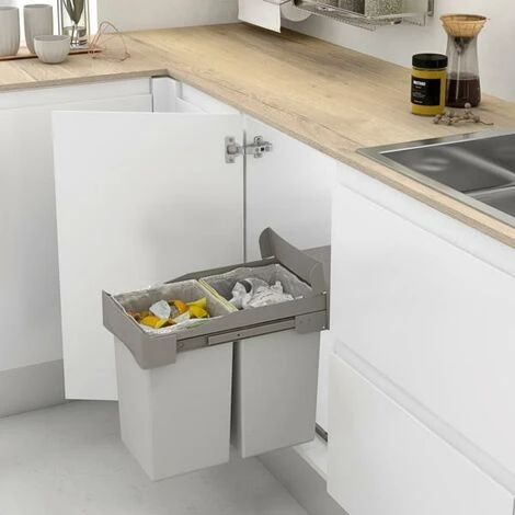Poubelle Cuisine Extraction Manuelle Avec 2 Conteneurs 14 L - Talla 3 Poubelle Cuisine Extraction Manuelle Avec 2 Conteneurs 14 L - Talla – Image 3