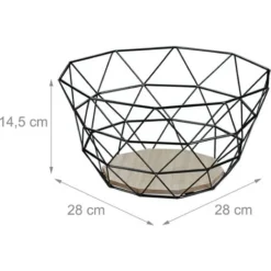 Relaxdays Corbeille à Fruits, Panier Décoratif, Légumes, Fer & Bois, Design Industriel, HxLxP : 14,5x28x28 Cm, Noir 8 Relaxdays Corbeille à Fruits, Panier Décoratif, Légumes, Fer & Bois, Design Industriel, HxLxP : 14,5x28x28 Cm, Noir -Promos Gout Cuisine Boutique 33496354 4