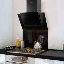 Crédence Cuisine Fond De Hotte Verre Brillant - Noir 900x500 Mm