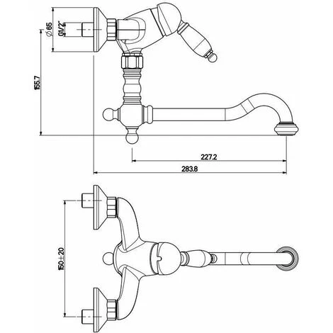 Mélangeur D'évier Mural En Chrome Avec Bec Long Gattoni Orta Old 2762/27C0.OLD Chromé 2 Mélangeur D'évier Mural En Chrome Avec Bec Long Gattoni Orta Old 2762/27C0.OLD Chromé – Image 2