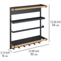 WENKO Etagère Magnétique Réfrigérateur Magna, Avec étagère Porte épice, Dérouleur Sopalin Magnétique Et Crochets Suspension Ustensiles De Cuisine, Métal - Bambou, 33x34x8 Cm, Noir 7 WENKO Etagère Magnétique Réfrigérateur Magna, Avec étagère Porte épice, Dérouleur Sopalin Magnétique Et Crochets Suspension Ustensiles De Cuisine, Métal - Bambou, 33x34x8 Cm, Noir -Promos Gout Cuisine Boutique 34038647 3