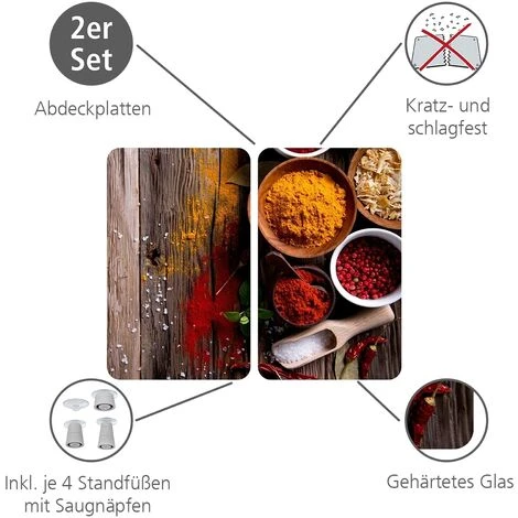 WENKO Protection Plaque De Cuisson, Couvre Plaque Induction, électrique En Verre Epices, 3en1, Lot De 2 éponges Offertes 2 WENKO Protection Plaque De Cuisson, Couvre Plaque Induction, électrique En Verre Epices, 3en1, Lot De 2 éponges Offertes – Image 2