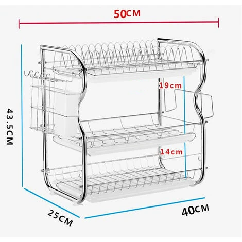 Égouttoir A Vaisselle Avec Plateau Inox Save Space Porte-Tasse Blanc 3 Étages 3 Égouttoir A Vaisselle Avec Plateau Inox Save Space Porte-Tasse Blanc 3 Étages – Image 3