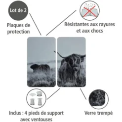 WENKO Protection Plaque De Cuisson Yak, Couvre Plaque De Cuisson En Verre, Lot De 2, Verre Trempé, 30x52 Cm, Gris -Promos Gout Cuisine Boutique 35014632 3