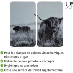 WENKO Protection Plaque De Cuisson Yak, Couvre Plaque De Cuisson En Verre, Lot De 2, Verre Trempé, 30x52 Cm, Gris -Promos Gout Cuisine Boutique 35014632 4