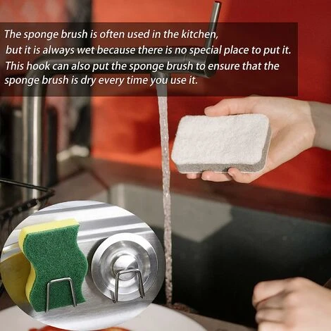 Porte-éponge Pour Panier D'évier De Cuisine, Porte-éponge à Vaisselle En Acier Inoxydable SUS304 Auto-adhésif Résistant à La Rouille (noir) 2 Porte-éponge Pour Panier D'évier De Cuisine, Porte-éponge à Vaisselle En Acier Inoxydable SUS304 Auto-adhésif Résistant à La Rouille (noir) – Image 2