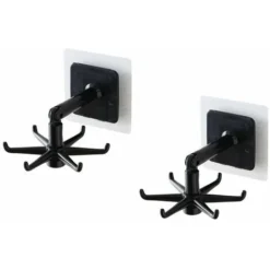 Triomphe Crochet Sans Poinçon Crochet Créatif Cuisine Rack Rotatif Rangement Mural Et Crochet De Finition 2 Noir