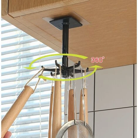 Betterlife Crochet Sans Poinçon Crochet Créatif Cuisine Rack Rotatif Rangement Mural Et Crochet De Finition 2 Noir 3 Betterlife Crochet Sans Poinçon Crochet Créatif Cuisine Rack Rotatif Rangement Mural Et Crochet De Finition 2 Noir – Image 3