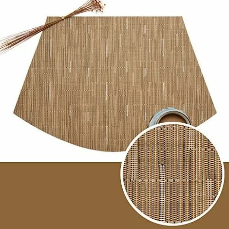 Kueatily Lot De 7 Set De Table En Forme De Coin 1 Rond Central En Vinyle Lavable Résistant à La Chaleur Tapis De Table(Tan Bambou) 2 Kueatily Lot De 7 Set De Table En Forme De Coin 1 Rond Central En Vinyle Lavable Résistant à La Chaleur Tapis De Table(Tan Bambou) – Image 2