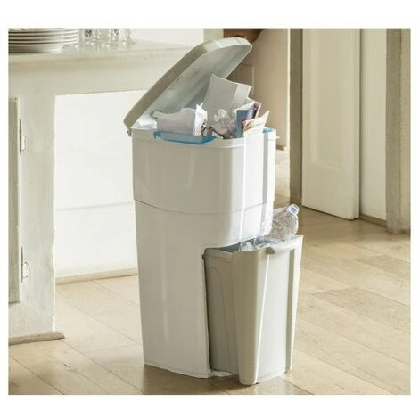 Poubelle Collecte Sélective - 38,5 L - Blanc - Livraison Gratuite 3 Poubelle Collecte Sélective - 38,5 L - Blanc - Livraison Gratuite – Image 3