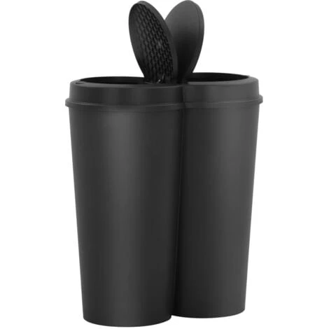 Poubelle Double à Ordures Noir 50 L VidaXL 2 Poubelle Double à Ordures Noir 50 L VidaXL – Image 2