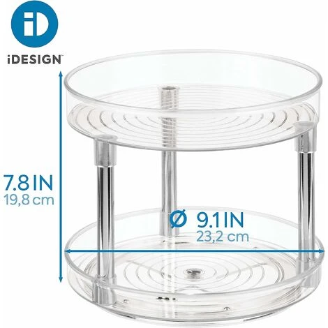Plateau Tournant Pour Le Placard, Plateau Pivotant En Plastique à 2 étages, Socle Tournant Pour épices Et Ingrédients De Cuisine, Transparent 3 Plateau Tournant Pour Le Placard, Plateau Pivotant En Plastique à 2 étages, Socle Tournant Pour épices Et Ingrédients De Cuisine, Transparent – Image 3