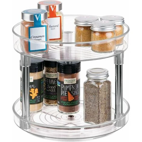 Plateau Tournant Pour Le Placard, Plateau Pivotant En Plastique à 2 étages, Socle Tournant Pour épices Et Ingrédients De Cuisine, Transparent 4 Plateau Tournant Pour Le Placard, Plateau Pivotant En Plastique à 2 étages, Socle Tournant Pour épices Et Ingrédients De Cuisine, Transparent – Image 4