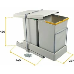 Poubelle De Recyclage EMUCA 8077221, Fixation Inférieure, Extraction Et Couvercle Automatique, 2 Grands Conteneurs De 14 Litres, Plastique Gris 7 Poubelle De Recyclage EMUCA 8077221, Fixation Inférieure, Extraction Et Couvercle Automatique, 2 Grands Conteneurs De 14 Litres, Plastique Gris -Promos Gout Cuisine Boutique 38060250 3