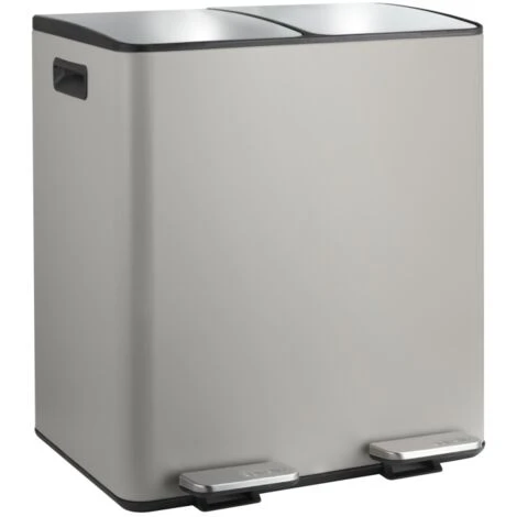 Spirella Poubelle à Pédale De Cuisine Tri Sélectif Acier ALIYA 40L (2x20L) Taupe Mat 1 Spirella Poubelle à Pédale De Cuisine Tri Sélectif Acier ALIYA 40L (2x20L) Taupe Mat