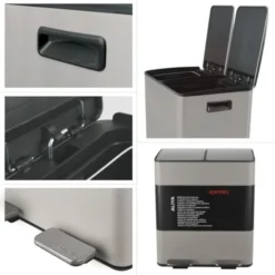 Spirella Poubelle à Pédale De Cuisine Tri Sélectif Acier ALIYA 40L (2x20L) Taupe Mat 7 Spirella Poubelle à Pédale De Cuisine Tri Sélectif Acier ALIYA 40L (2x20L) Taupe Mat -Promos Gout Cuisine Boutique 40638045 3