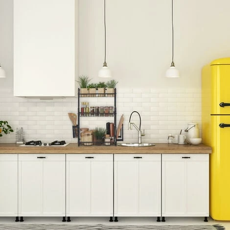 Relaxdays Etagère De Cuisine Plaque De Travail, 3 Niveaux, Support Planchettes Et Couvert, Pour épices, En Métal, Noir 2 Relaxdays Etagère De Cuisine Plaque De Travail, 3 Niveaux, Support Planchettes Et Couvert, Pour épices, En Métal, Noir – Image 2