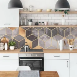 Crédence Adhésive - Black And White Golden Geometry Dimension HxL: 40cm X 140cm Matériel: Smart 8 Crédence Adhésive - Black And White Golden Geometry Dimension HxL: 40cm X 140cm Matériel: Smart -Promos Gout Cuisine Boutique 41725138 4