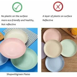 GDRHVFD Assiettes En Paille De Blé / 4 X 20 Cm Assiettes De Vaisselle Saines Et Incassables Dégradables, Passe Au Micro-Ondes Et Au Lave-Vaisselle ,Assiettes Légères Sans Bpa -Promos Gout Cuisine Boutique 42737905 5