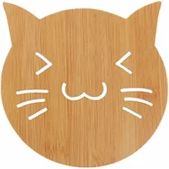 4 Pièces Cuisine Bambou Caboteur Creux En Bois épais Anti-brûlure Bande Dessinée Isolation Pad Table Tapis Antidérapant Pot Tapis Bol Tapis Plateau Tapis