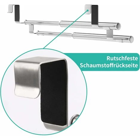 Porte Serviette,Porte Serviette Salle De Bain,Porte Torchon Cuisine Sans Percage,Au-Dessus De La Porte Porte Serviette Extensible Pour Salle De Bains,Acier Inoxydable,Argent GrooFoo 3 Porte Serviette,Porte Serviette Salle De Bain,Porte Torchon Cuisine Sans Percage,Au-Dessus De La Porte Porte Serviette Extensible Pour Salle De Bains,Acier Inoxydable,Argent GrooFoo – Image 3