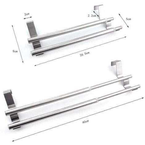 Porte Serviette,Porte Serviette Salle De Bain,Porte Torchon Cuisine Sans Percage,Au-Dessus De La Porte Porte Serviette Extensible Pour Salle De Bains,Acier Inoxydable,Argent GrooFoo 5 Porte Serviette,Porte Serviette Salle De Bain,Porte Torchon Cuisine Sans Percage,Au-Dessus De La Porte Porte Serviette Extensible Pour Salle De Bains,Acier Inoxydable,Argent GrooFoo – Image 5